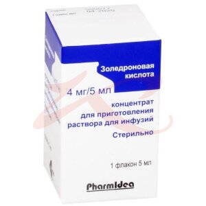 Золедроновая кислота концентрат для приготовления раствора для инфузий 4мг/5мл 5мл №1. Фото