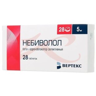 Изображение Небиволол-вертекс таблетки 5мг №28 Небиволол-вертекс таблетки 5мг №28. Фото