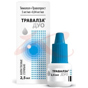 Травалза дуо капли глазные 5мг/мл + 0,04мг/мл 2,5мл. Фото