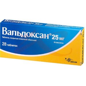 Вальдоксан таблетки покрытые пленочной оболочкой 25мг №28. Фото