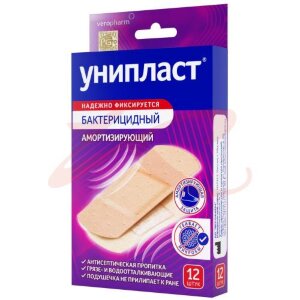 Изображение Унипласт лейкопластырь бактерицидный №12 амортизир Унипласт лейкопластырь бактерицидный №12 амортизир. Фото