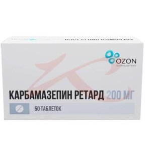 Карбамазепин ретард таблетки с пролонгированным высвобождением 200мг №50. Фото