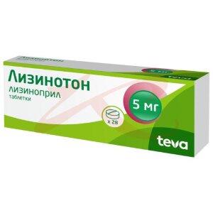 Лизинотон таблетки 5мг №28. Фото
