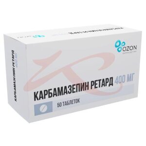 Карбамазепин ретард таблетки с пролонгированным высвобождением 400мг №50. Фото