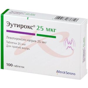 Изображение Эутирокс таблетки 25мкг №100 Эутирокс таблетки 25мкг №100. Фото