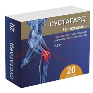 Сустагард порошок для приготовления раствора для приема внутрь 1,5г 3,95г №20. Фото