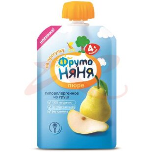Фрутоняня пюре фруктовое 90г груша 4мес +. Фото