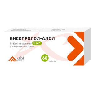 Бисопролол-алси таблетки 5мг №60. Фото
