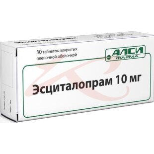 Эсциталопрам-алси таблетки покрытые пленочной оболочкой 10мг №60. Фото