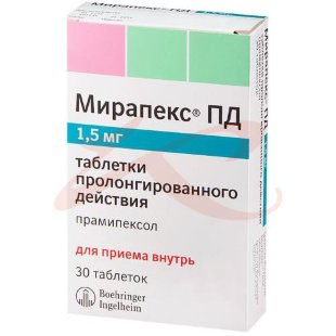 Мирапекс пд таблетки с пролонгированным высвобождением 1,5мг №30. Фото