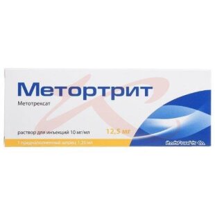 Метортрит раствор для инъекций 10мг/мл 1,25мл №1 в комплекте с иглой инъекционной-1 шт.. Фото