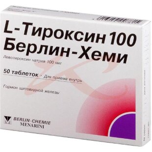 L-тироксин 100 берлин хеми таблетки 100мкг №50. Фото