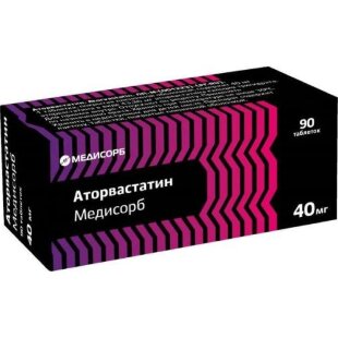 Аторвастатин медисорб таблетки покрытые пленочной оболочкой 40мг №90. Фото
